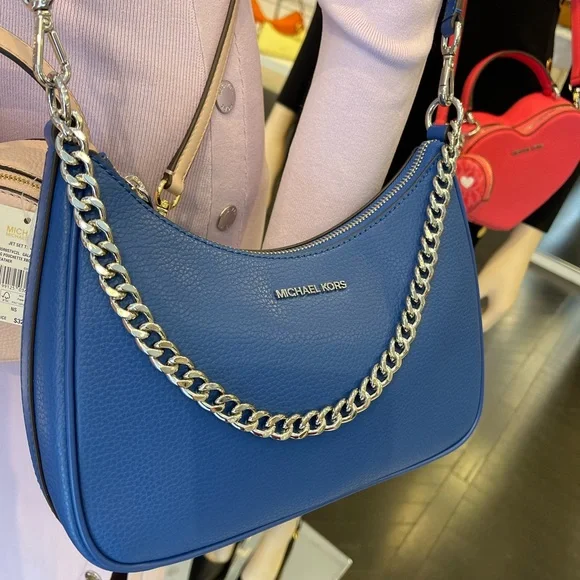 MICHAEL KORS Jet Set Lg Pebbled Convertible Crossbody Shoulder Pouchette XBODY - Picture 11 of 16